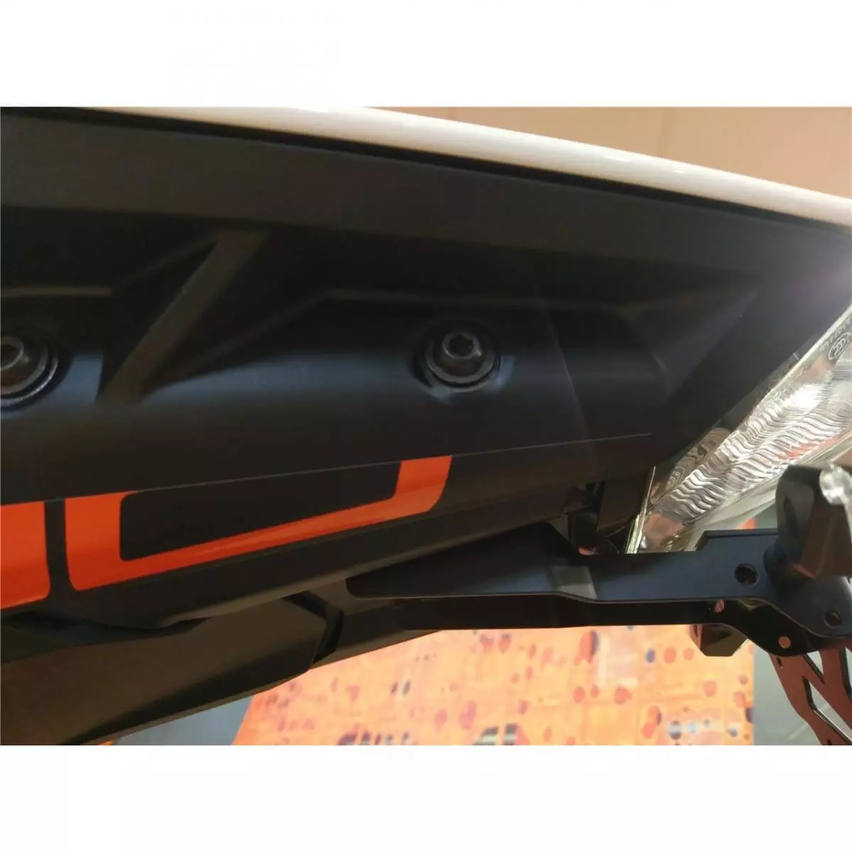 Support De Plaque D'Immatriculation Pour KTM Duke 125-390 (2013-2019) - Aluminium CNC, Avec Éclairage, Orange