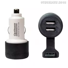 Chargeur USB Tecmate Deux Sorties Allume Cigare