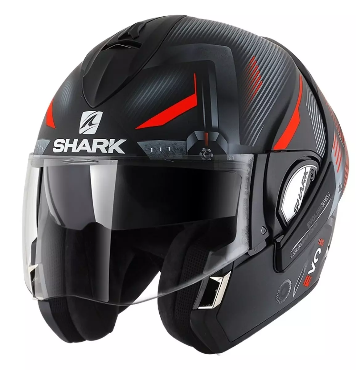 Casque Shark Evoline S3 Shazer Mat KRS Noir mat/Rouge ...