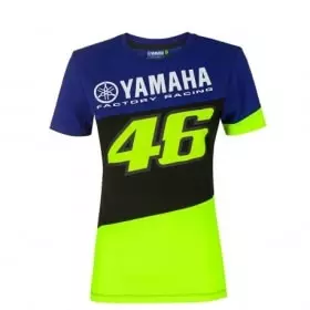 Tee-Shirt Femme VR46 2020 Lady Yamaha Racing Bleu Noir Jaune