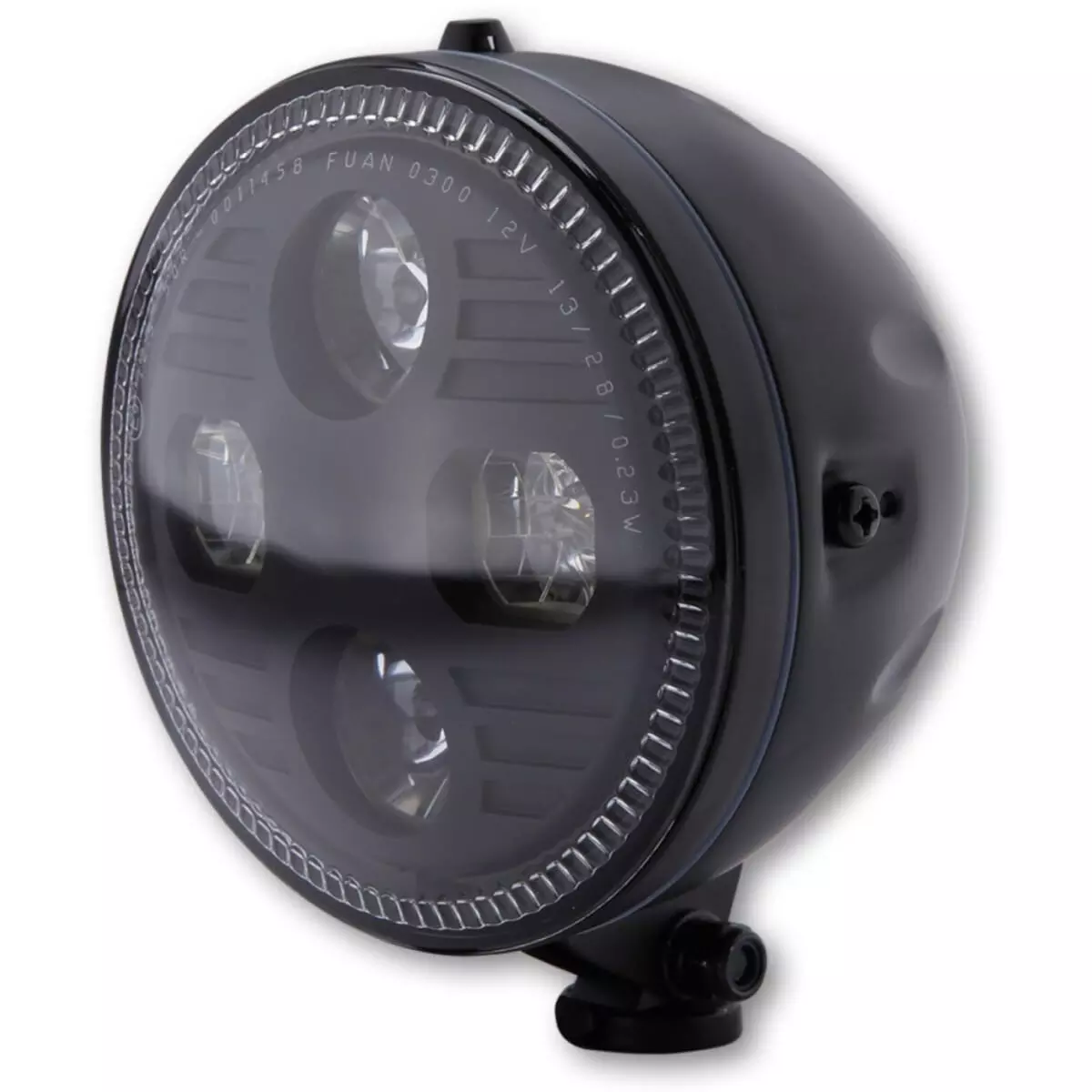 HighSider ATLANTA – Faro LED 5 3/4 Pollici Con Luce Di Posizione, Fissaggio Laterale, Contenitore Metallico Nero, E-geprüft